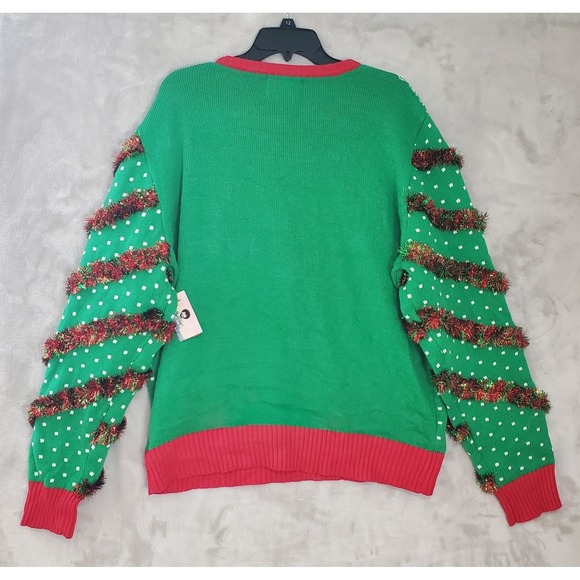 Bob Ross Ugly Christmas Sweater Mens XL Happy Little Christmas Lights Up NWT - Picture 9 of 11